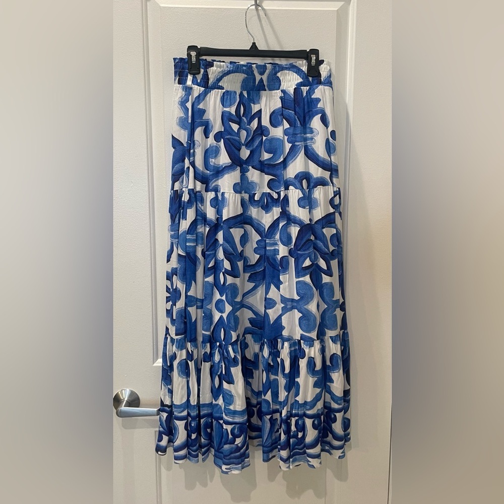 NEW…Farmer’s Market Tiered Floral Maxi Skirt ( Belt Missing) - Picture 2 of 5